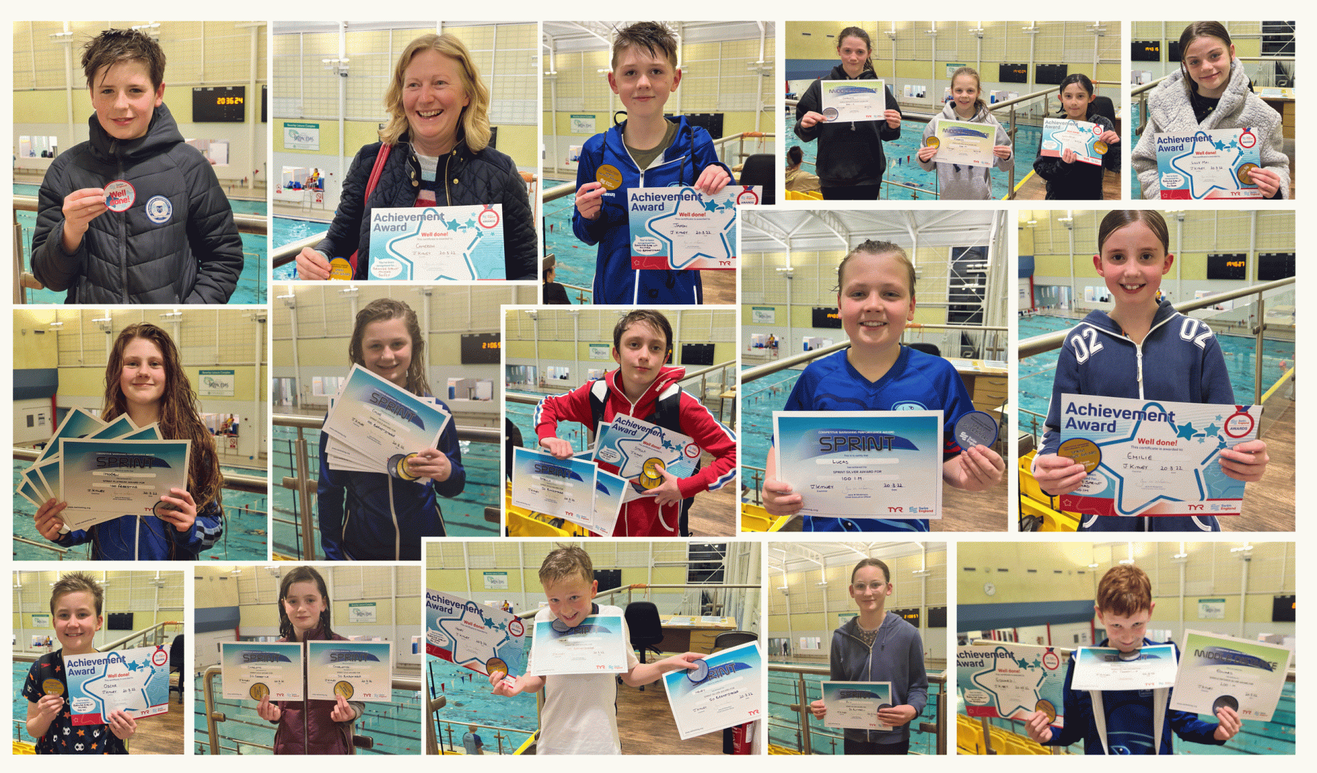 Swimmers receive their awards